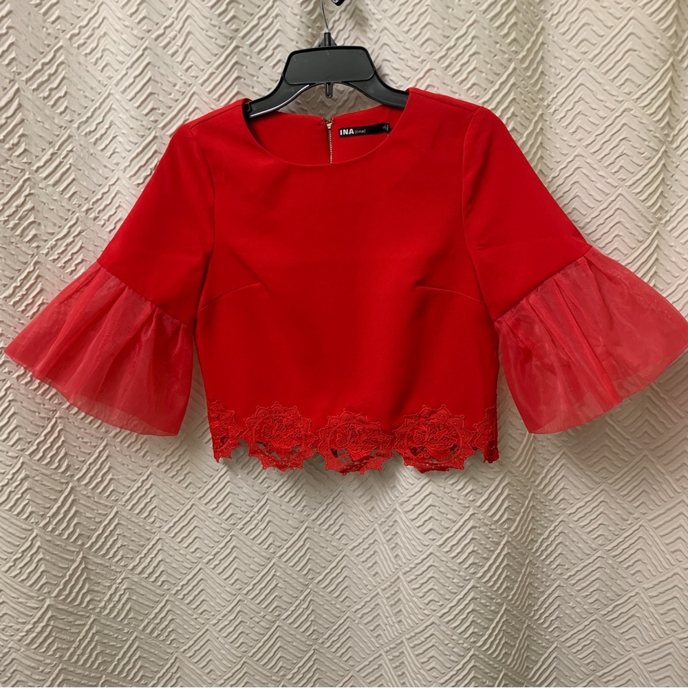 INA red crop top blouse.